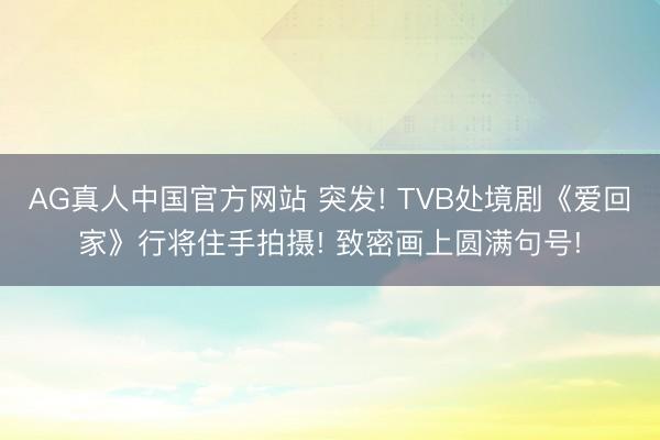 AG真人中国官方网站 突发! TVB处境剧《爱回家》行将住手拍摄! 致密画上圆满句号!