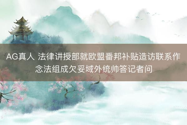 AG真人 法律讲授部就欧盟番邦补贴造访联系作念法组成欠妥域外统帅答记者问