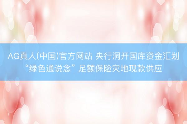 AG真人(中国)官方网站 央行洞开国库资金汇划“绿色通说念” 足额保险灾地现款供应