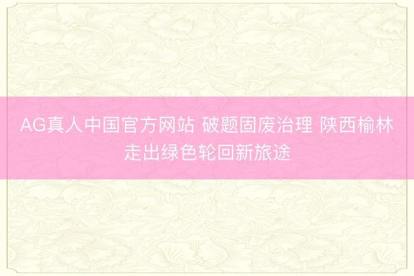 AG真人中国官方网站 破题固废治理 陕西榆林走出绿色轮回新旅途