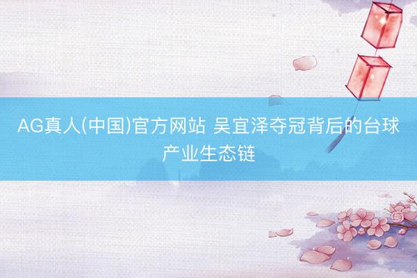 AG真人(中国)官方网站 吴宜泽夺冠背后的台球产业生态链