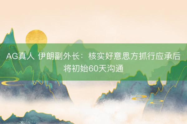 AG真人 伊朗副外长：核实好意思方抓行应承后将初始60天沟通