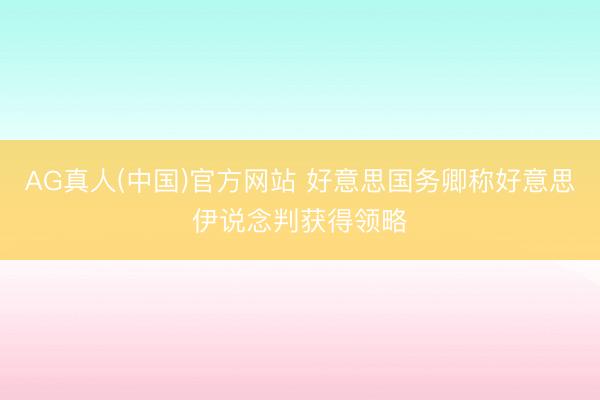 AG真人(中国)官方网站 好意思国务卿称好意思伊说念判获得领略