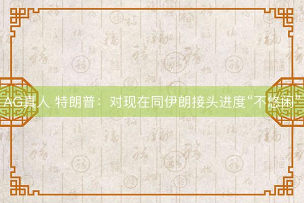 AG真人 特朗普：对现在同伊朗接头进度“不悠闲”